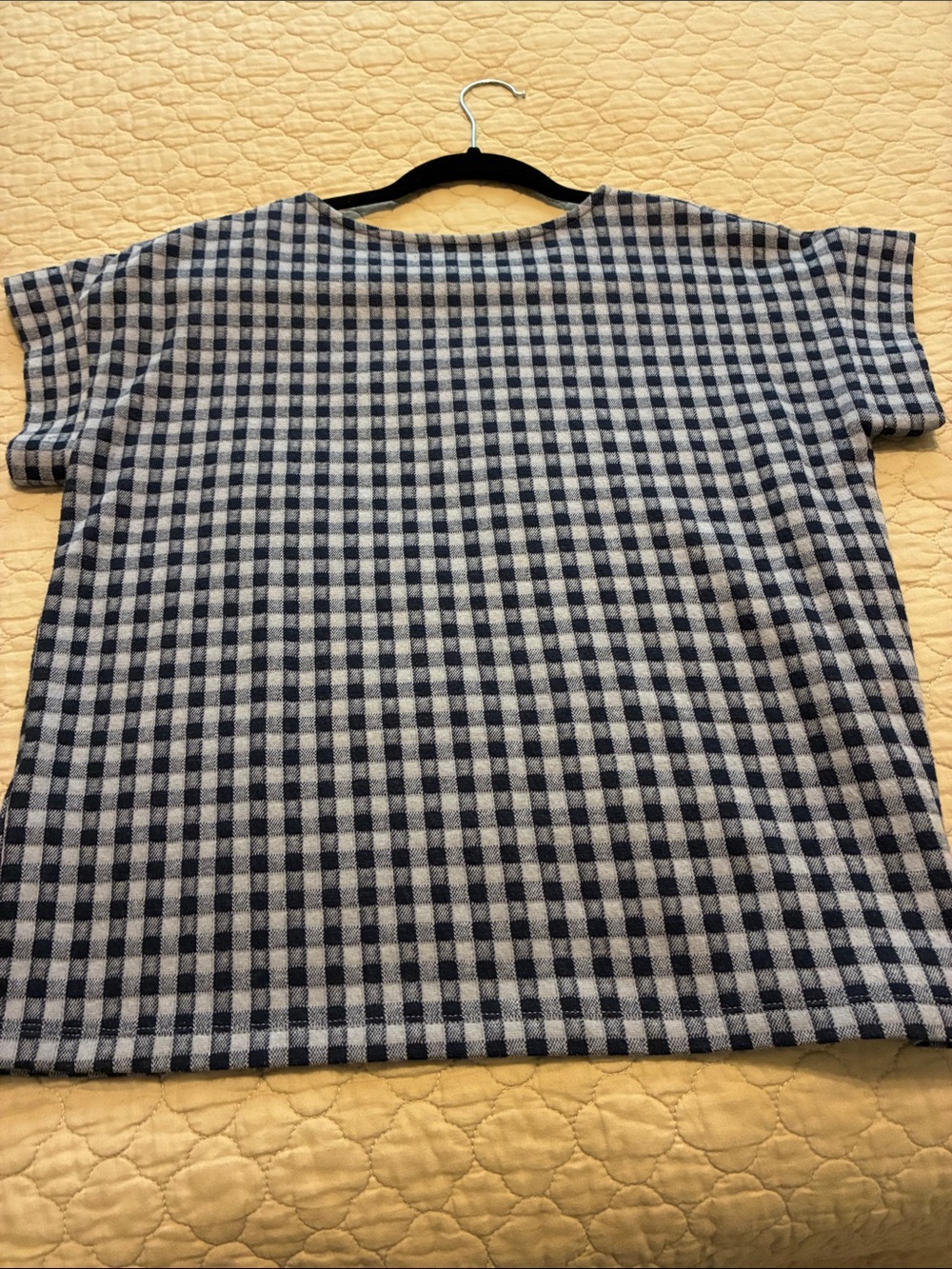 Madewell women's Navy Gingham Button-Shoulder Top - Picture 4 of 4